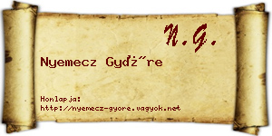 Nyemecz Györe névjegykártya